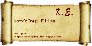 Korényi Elina névjegykártya